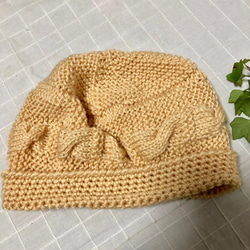 手編み棒針編み　ニットキャップ　帽子　レディス 3枚目の画像