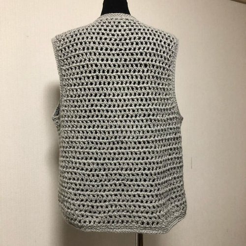 ■手編み■  メンズベスト メンズベスト 前開きベスト 手編みベスト - sakurairo | minne