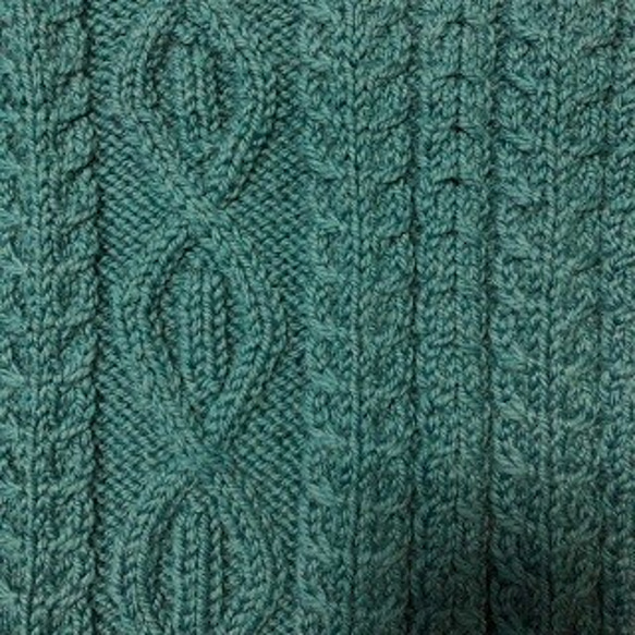 純毛　手編み棒針編み　メンズ　セーター　M～L　ターコイズ　 6枚目の画像