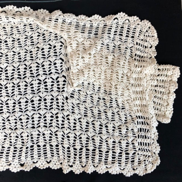 手編みかぎ針編み　透かし編みカーディガン　Fサイズ 3枚目の画像