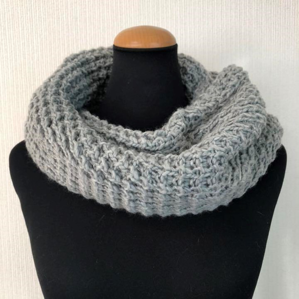 手編み　レーシーニットターバン　スヌード　ウォッシャブルウール 手編み棒針編み ニットスヌード・ネックウオーマー・マフラー スヌード