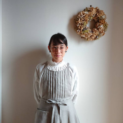 《在庫あり》リネンのエプロンワンピースピンタック/巻きスカートタイプ　 2枚目の画像