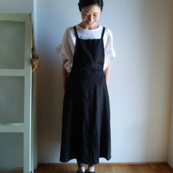 在庫あり》リネンのエプロンワンピースベーシック/スカートタイプ  