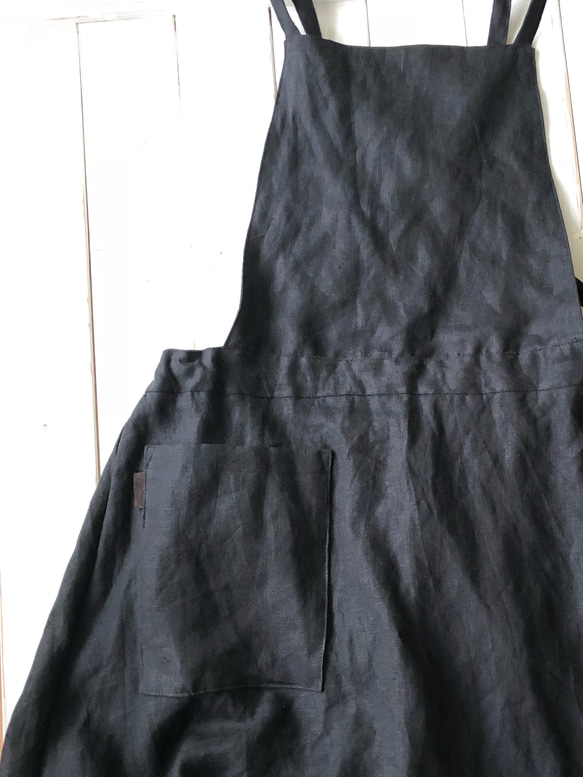 《在庫あり》リネンのエプロンワンピースベーシック/スカートタイプ 5枚目の画像