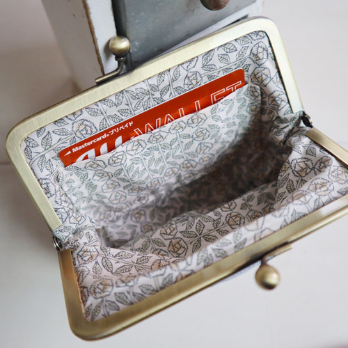 ミナペルホネン　ハンドメイド　がま口　タンバリン　バッグマチ広め　短ストラップ付 ミナペルホネン ハンドメイド がま口 タンバリン バッグマチ広め