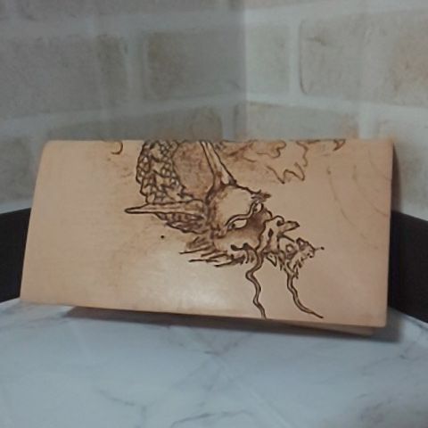 手書き 本革札入  宝くじ入れ