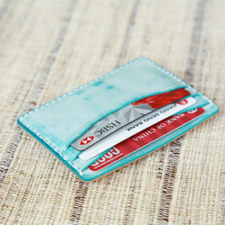 (材料包) 皮製錢夾材料包, 拼色卡片短錢包手縫, 可代製作, 附說明書 第3張的照片
