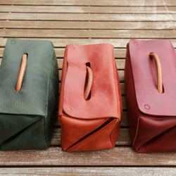 拡張可能な手縫いのイタリア製牛革化粧バッグ、アートキット、トラベル収納バッグ 3枚目の画像