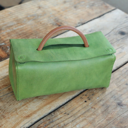 拡張可能な手縫いのイタリア製牛革化粧バッグ、アートキット、トラベル収納バッグ 4枚目の画像