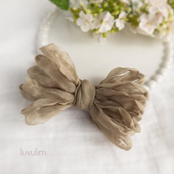 ⓝⓔⓦ【麦わら帽子付きリボン】ベビーヘアクリップ　キッズヘアクリップ　ヘアゴム 再販》154 小さな麦わら帽子のヘアクリップ ① リボン ヘアクリップ