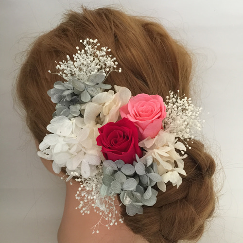 本物花 プリザーブドフラワー 薔薇 ヘアアクセ 成人式 髪飾り 本物の薔薇 プリザーブドフラワー髪飾り 成人式髪飾り 卒業式髪飾り