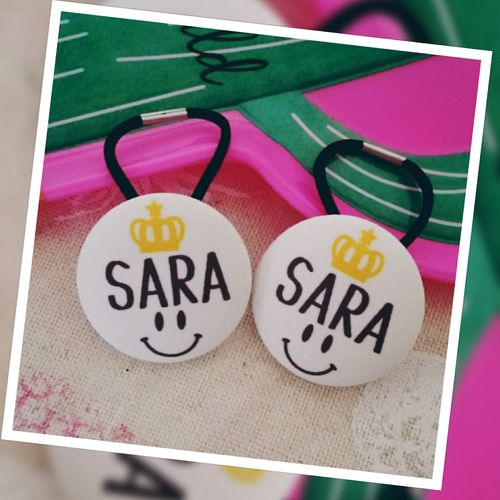 スターにこちゃん☆ベビーヘアクリップ ヘアゴム ハンドメイド商品