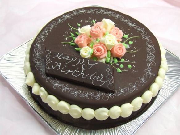 昔懐かしい、チョコレートデコレーションケーキ ブーケバージョン 16ｃｍ 1枚目の画像