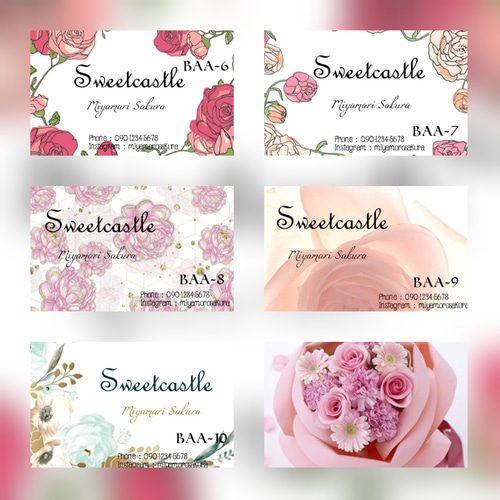BAA・80枚(3デザインまでOK)オーダーメイド名刺・バラ・ローズ
