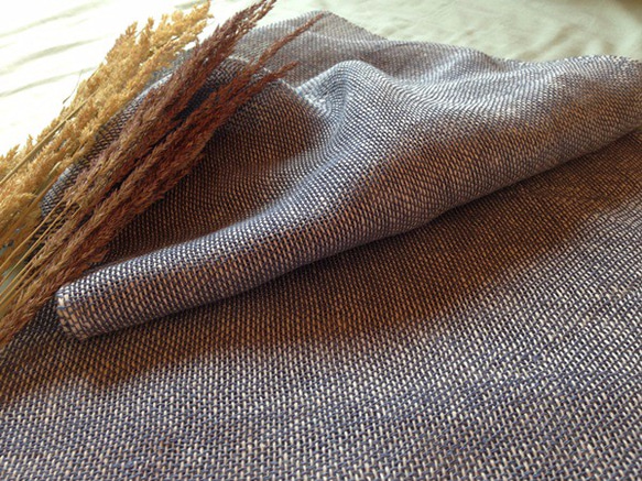 手織りストール　ヘンプとリトアニアリネンブルー 4枚目の画像