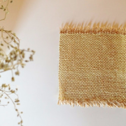 手織り　リトアニアリネン糸のドイリー　イエロー 1枚目の画像