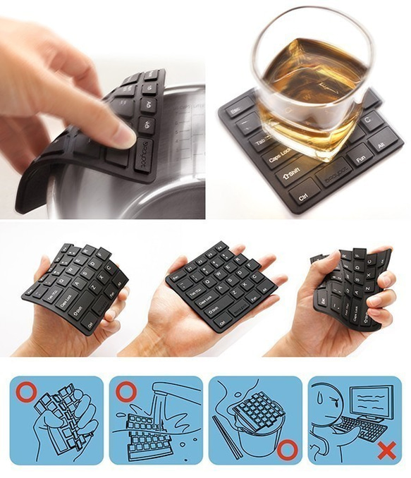 【RayDot】鍵盤造型矽膠杯墊/隔熱墊 (黑色 / A) 第6張的照片