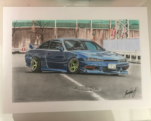 日産シルビア S14 (後期) 改造車 カーイラスト イラスト