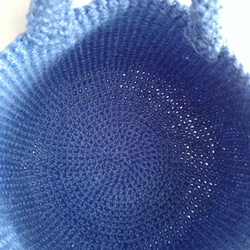 【受注製作】かごバッグ　麻紐バッグ　MからＬサイズくらい　青色 4枚目の画像