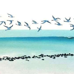 F4 油絵「鳥舞う海岸」絵画 F4 油絵「鳥舞う海岸」絵画 絵画