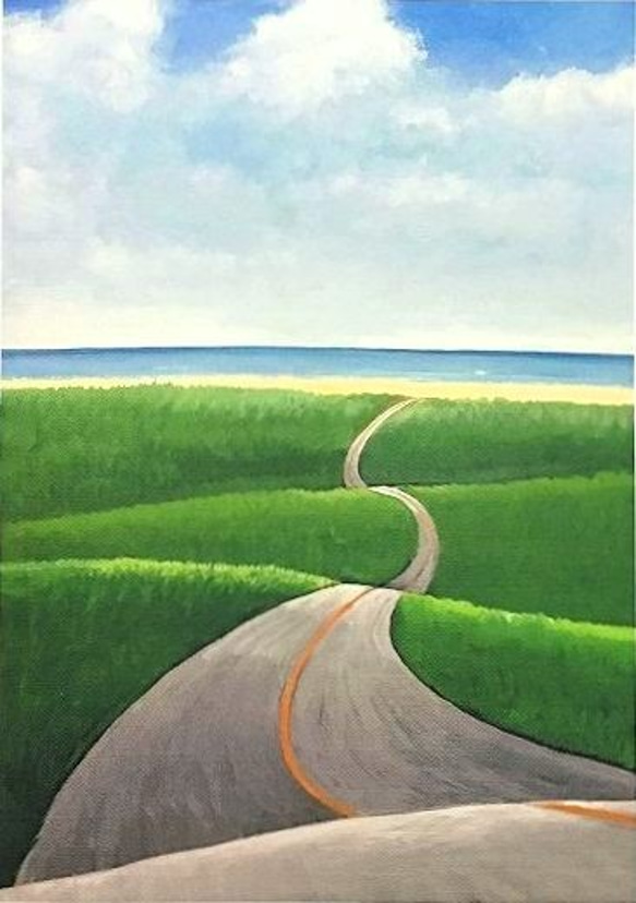 道の絵　海の絵　road 1枚目の画像