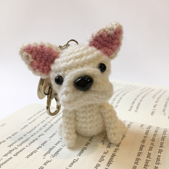 【客製專區】8公分寶貝毛孩-法鬥-毛線編織鑰匙圈-寵物-Amy and Tim 手製で編み 第2張的照片