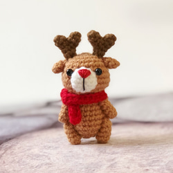 【節慶專區】聖誕節8公分小麋鹿-毛線編織鑰匙圈-Amy and Tim 手製で編み 第2張的照片