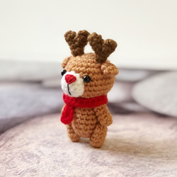 【節慶專區】聖誕節8公分小麋鹿-毛線編織鑰匙圈-Amy and Tim 手製で編み 第3張的照片