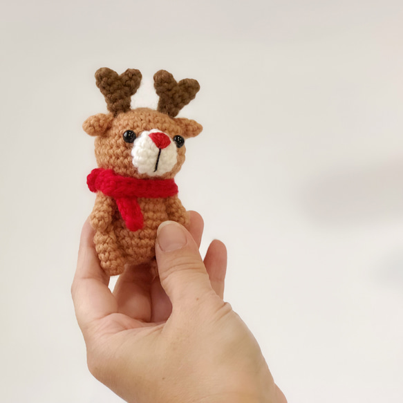 [フェスティバルエリア]クリスマス8 cm小ヘラジカ - ウール編組キーホルダー/ブローチ - エイミーとティムの手作りで 7枚目の画像