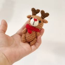 [フェスティバルエリア]クリスマス8 cm小ヘラジカ - ウール編組キーホルダー/ブローチ - エイミーとティムの手作りで 8枚目の画像