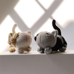 【呆萌專區】8公分愛睏貓-毛線編織鑰匙圈-Amy and Tim 手製で編み 第2張的照片