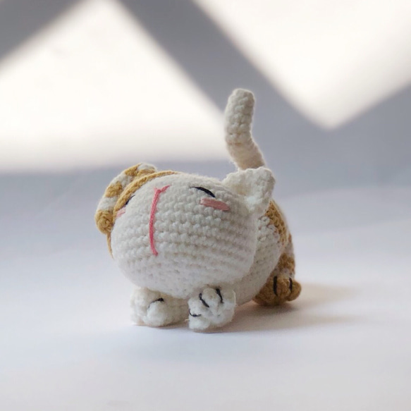 【呆萌專區】8公分愛睏貓-毛線編織鑰匙圈-Amy and Tim 手製で編み 第7張的照片