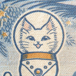 キャンバストートバッグSサイズ『白猫印の宇宙食　おさかな味』宇宙を旅する白猫マイカシリーズ 4枚目の画像