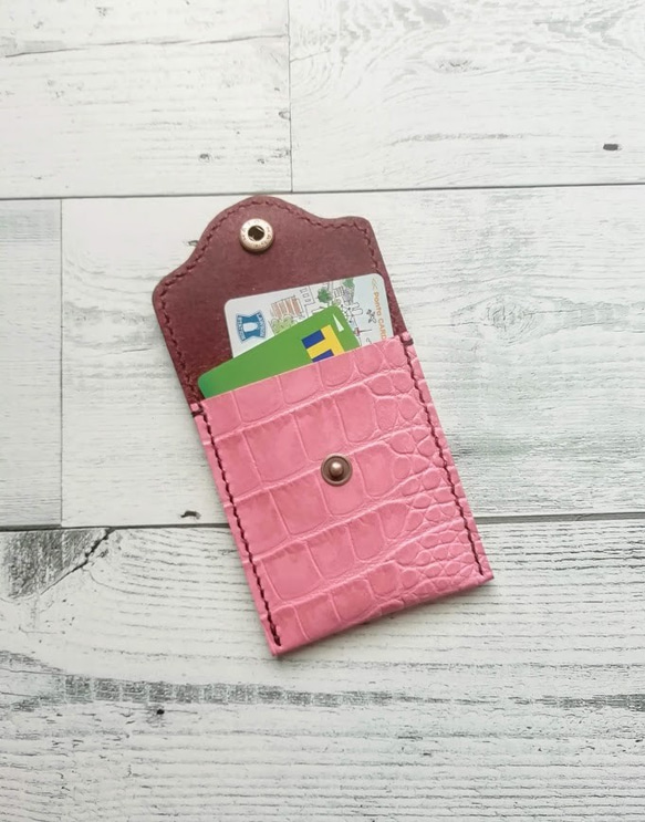 携帯灰皿ケース（クロコ型押しイエロー）  革小物 小銭入れ カードケース 5枚目の画像