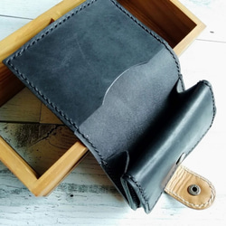 肉球ミニ財布（ブラック）猫 小銭入れ カードケース レザーウォレット パスケース 5枚目の画像