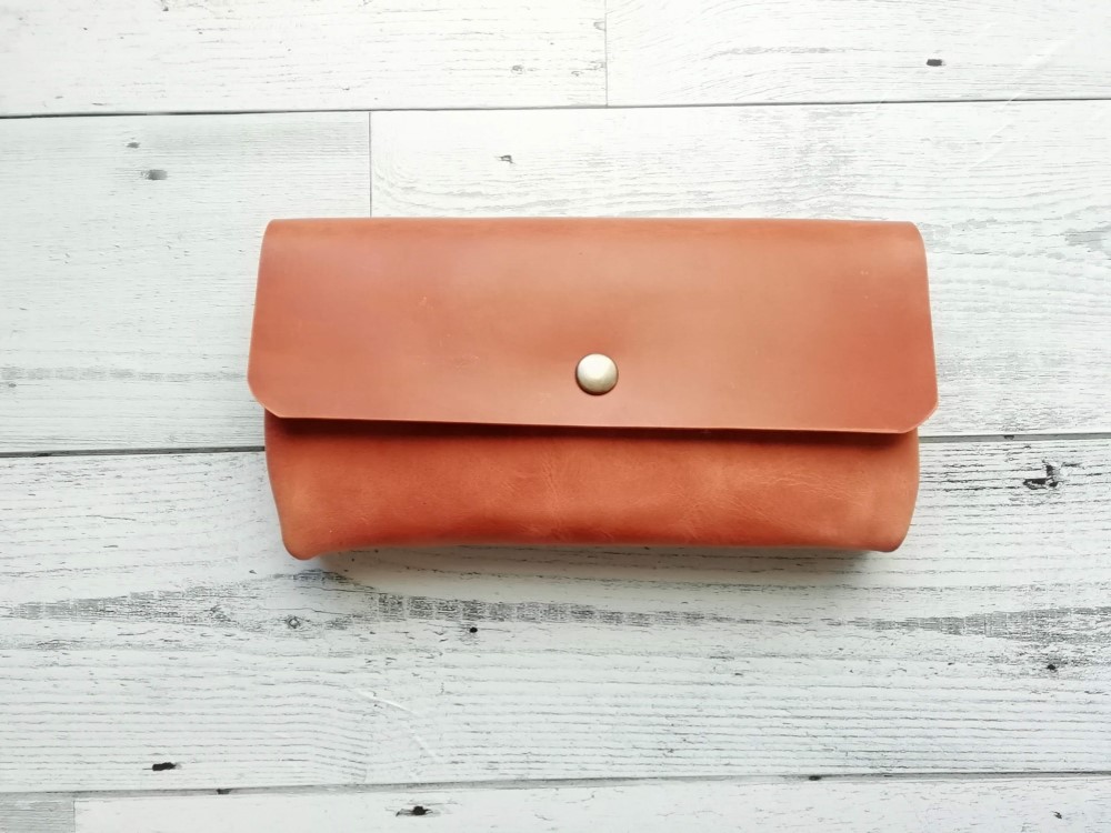 長財布（ブラウン） ポーチのようなふっくら長財布 ミニバッグ レザーウォレット お財布ポーチ ポシェット