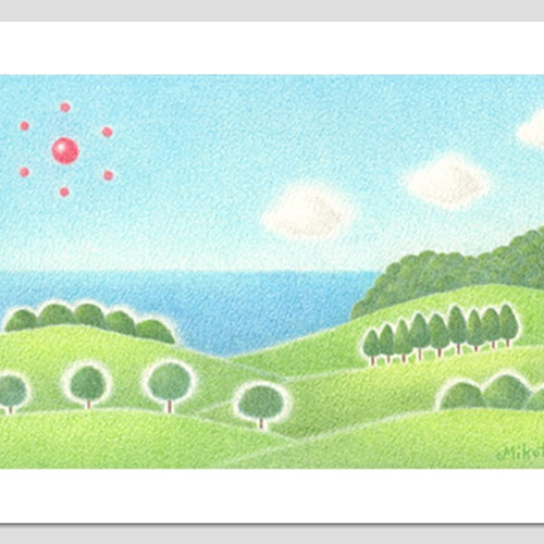 オリジナルキャラクター 色鉛筆画 2L判 夏の思い出(2Lサイズ。色鉛筆画。複製画) 絵画 美琴 通販