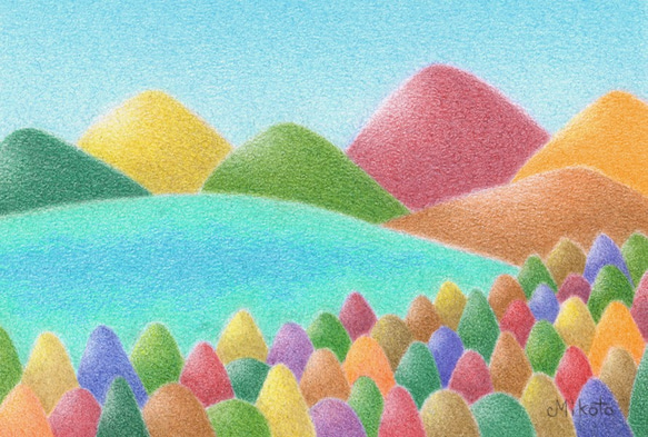 色彩の森(2Lサイズ。色鉛筆画。複製画) 1枚目の画像