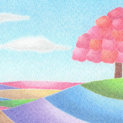 夢みる丘(2Lサイズ。色鉛筆画。複製画) 絵画 美琴 通販 5742765