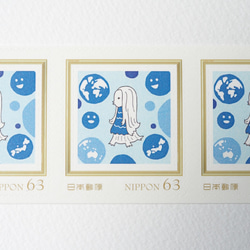 63円切手 20枚 （1シート）青のアマビエさま 3枚目の画像