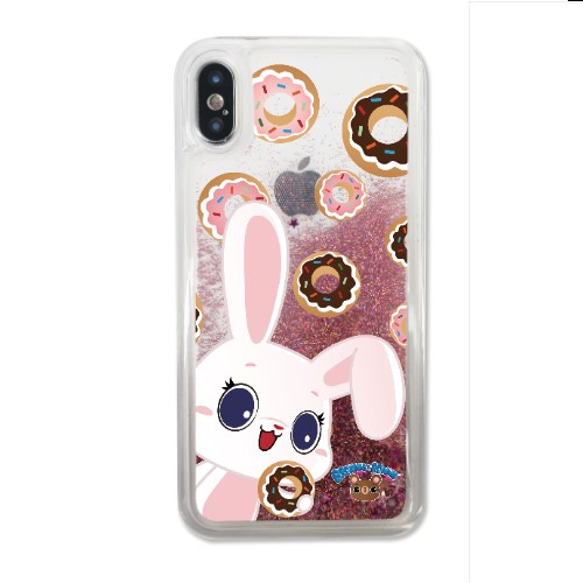 可愛動物流沙閃粉手機殼 iPhone X Liquid Glitter Case - Yuki & Donuts 第1張的照片