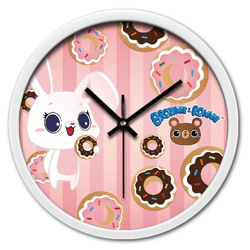 可愛動物圓形掛牆鐘 Round Wall Clock - Yuki & Donuts 第1張的照片