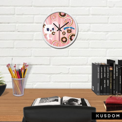 可愛動物圓形掛牆鐘 Round Wall Clock - Yuki & Donuts 第2張的照片