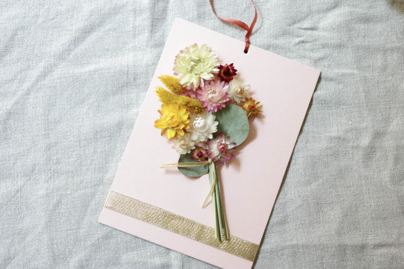 小花生活_自然生活乾燥花裝飾卡、花束卡、壁掛（櫻花粉） 第1張的照片