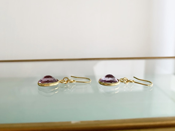 【二月生日石】玫瑰紫水晶單只穿孔耳環 第2張的照片