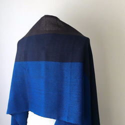 【綿：オールシーズン】手織りストール "Blue Stripe" 4枚目の画像