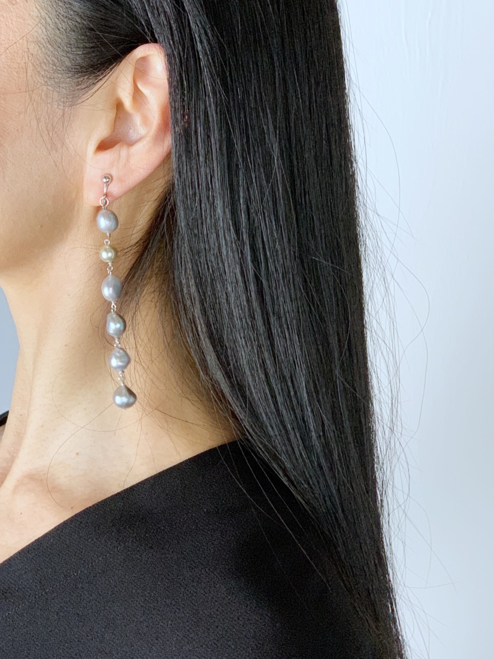 【6月の誕生石】喜びを引き出してくれる淡水パール（真珠）6連イヤリング/ピアス