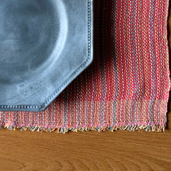手工編織餐墊“粉色和橙色混合” 第1張的照片