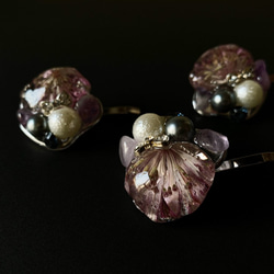 【二月生辰石】紫水晶&amp;“星星許願”Astrantia小馬鉤（髮飾）髮飾 第1張的照片
