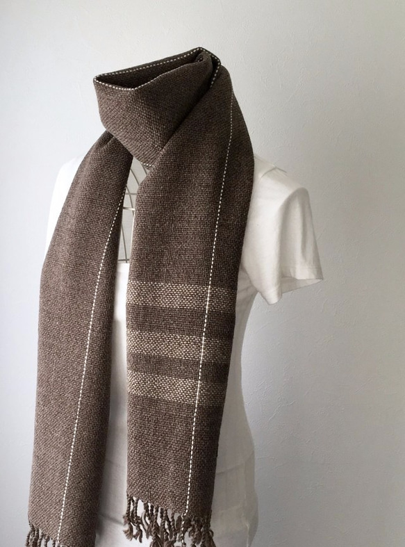 【羊毛製】不分男女款：手工編織圍巾 第3張的照片